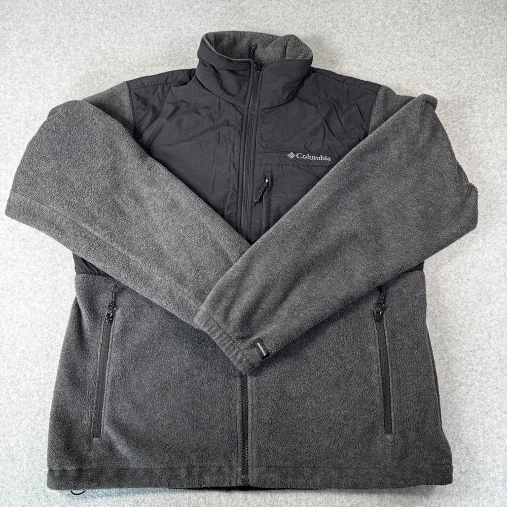 Columbia Jacket Mens Medium Gray Black Fleece Interchange Full Zip 210 XM 3999